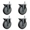 Service Caster 6'' Thermo Rubber Swivel 7/16'' Grip Ring Stem Caster Set with Brake, 4PK SCC-GR20S614-TPRB-PLB-716138-4 - alternate 1